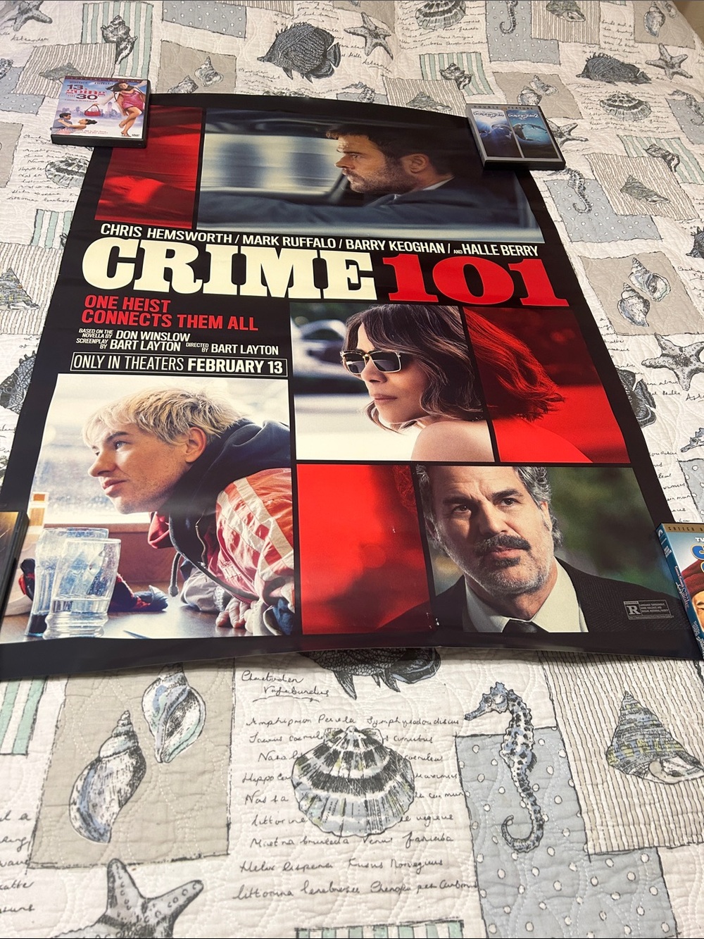 Crime 101 Movie Poster - Red and Black Home Art has small rip pice on the side!